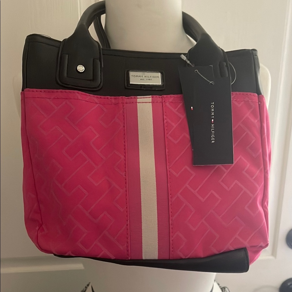 Tommy Hilfiger Pink and Brown Quilted Tote